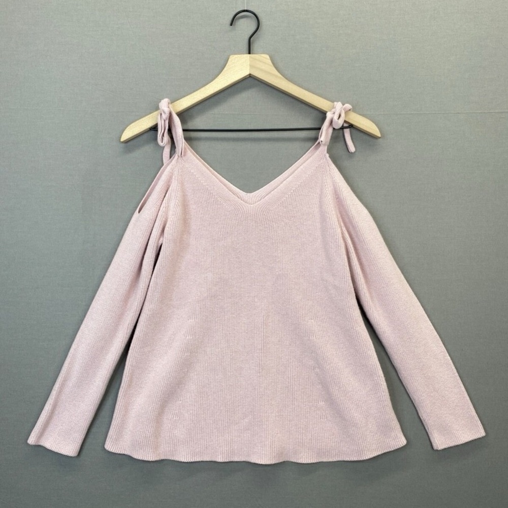 LOFT Pink Off-the-Shoulder Sweater with Knit Texture